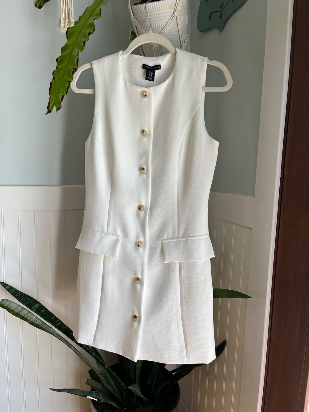 Sincerely Jules Ivory Button-Front Mini Dress